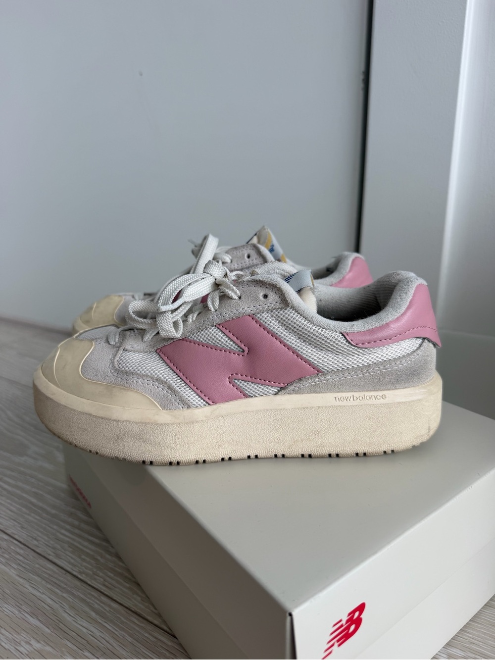 New Balance CT302 Women's Pink & Gray Platform Lace-Up Sneakers